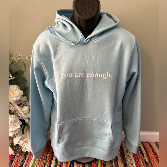 NEW You Are Enough Motivation Hoodie Sweatshirt Dear Person Behind Me Blue XL - Picture 1 of 7